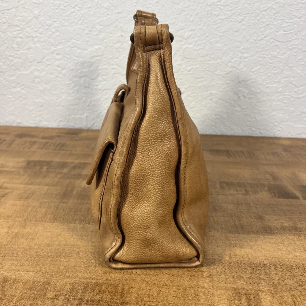 Vintage Fossil 1954 Genuine Leather Purse Shoulder Handbag Tan #75082
